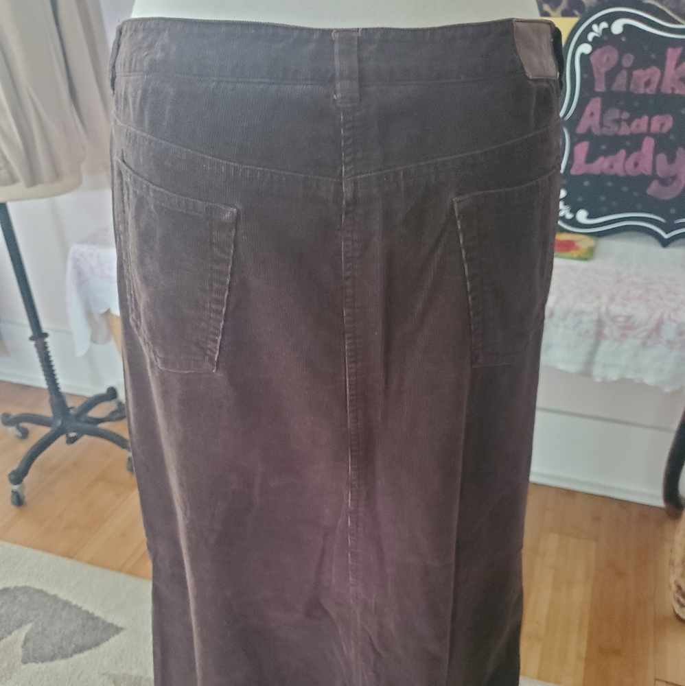 Long Brown Cord Skirt - Picture 5 of 6